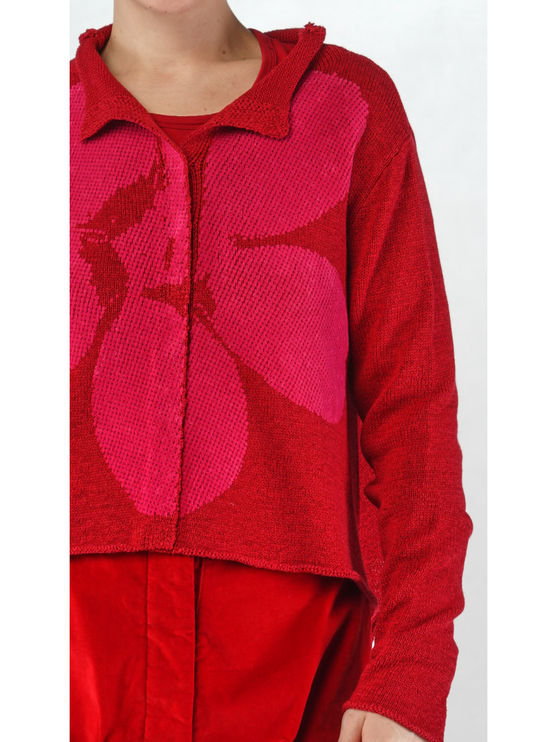 Rundholz Black Label - Ausgestellte Leinen Strickjacke mit Platziertem Flock Druck - 2253727106