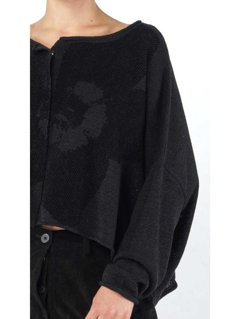 Rundholz Black Label - Gerade weite Leinen Strickjacke mit Platziertem Flock Druck - 2253727107