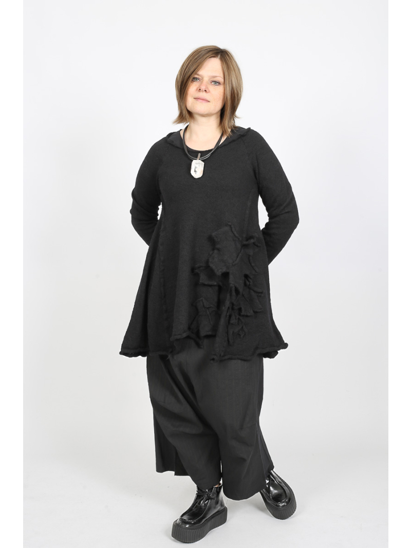 Rundholz Black Label - A-Linien Pullover mit plastischen Blumen - 2253890705