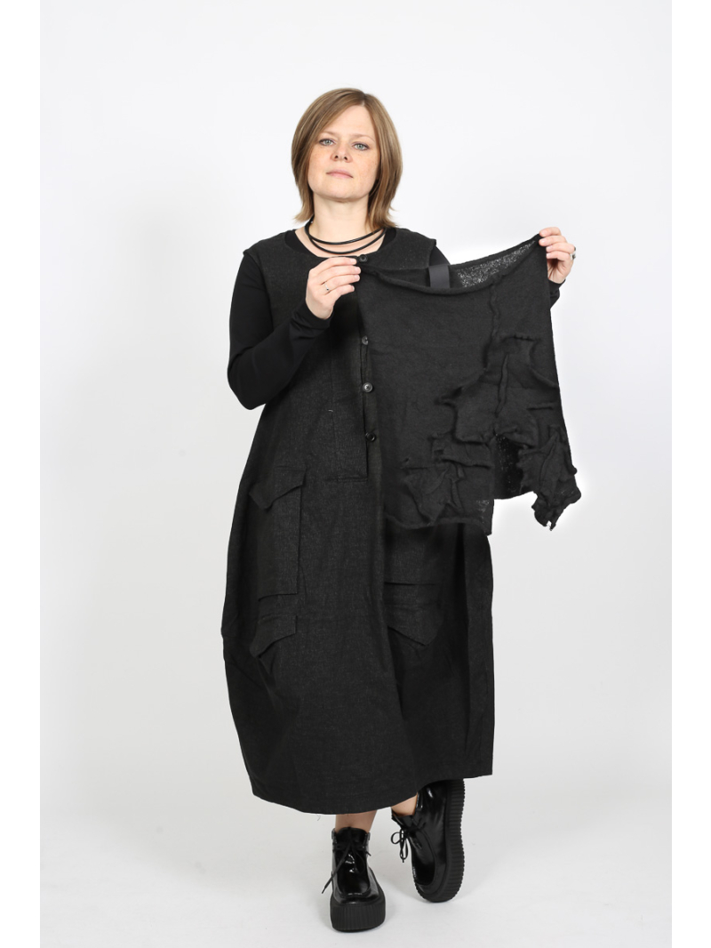 Rundholz Black Label - Wollschärpe mit plastischen Blumenapplikationen - 2253893212