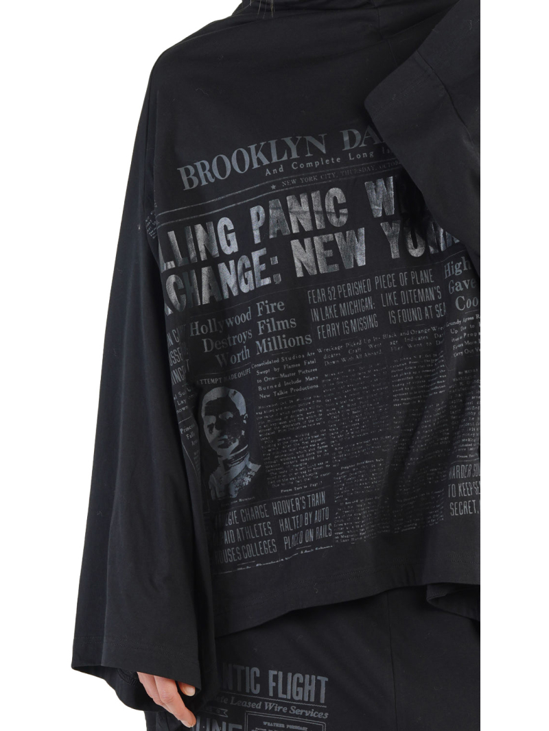 Rundholz DIP - Long Shirt mit weiten Ärmeln und Ton-in-Ton Print Oversize Black Print - 2242300506