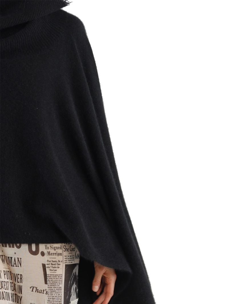 Rundholz DIP - Пончо с воротником-водолазкой и бахромой из мериносовой шерсти Черный - 2242337712