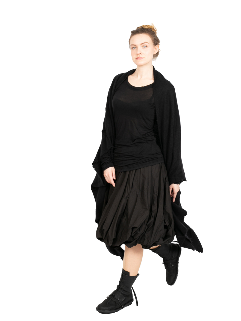 Rundholz DIP - Strickweste Riesenschal mit fransigen Abschlüssen Oversize Merino Wolle Black - 2242337713