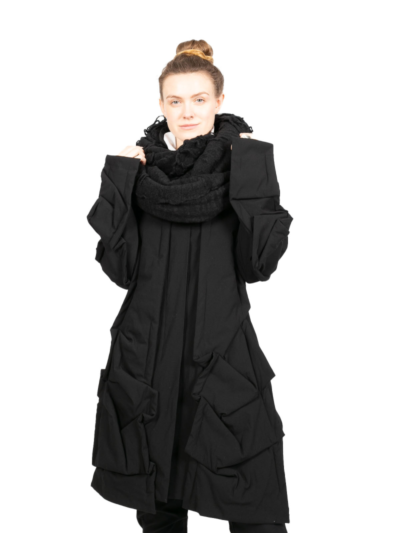 Rundholz - StretchMantel vorne und Ärmel doppellagig mit graphischen Abnähern Black - 2241161215