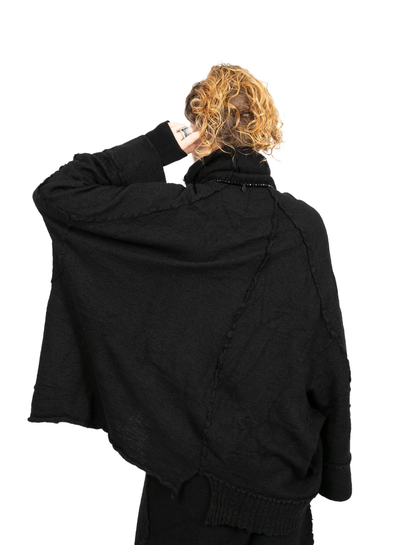 Rundholz DIP - Трикотажная туника с воротником-стойкой и широкими рукавами Oversize Черный - 2242687002