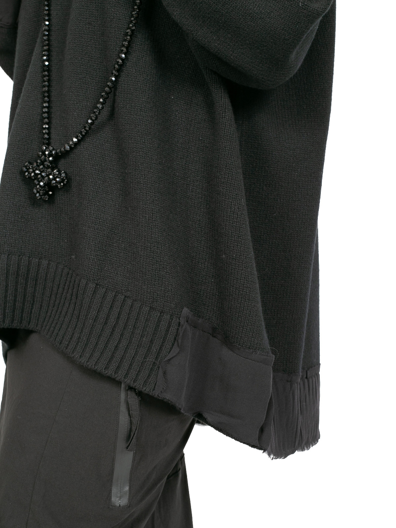 Aequamente - Pullover mit V-Ausschnitt Kaschmir mit Details aus Seide Black