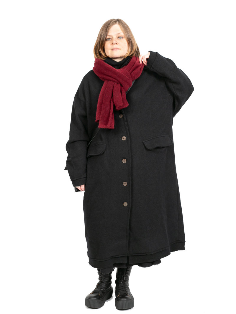 MJW - Manteau en laine et cachemire Black
