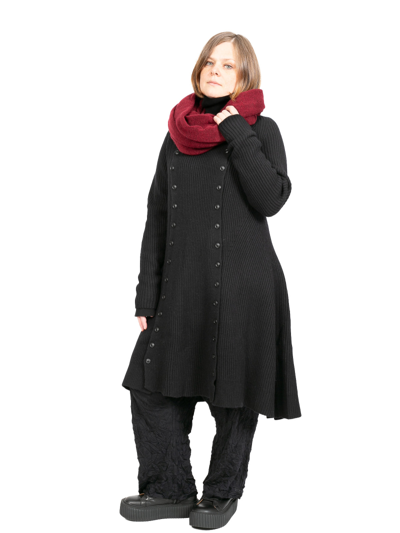 Rundholz - Трикотажное платье с двубортной планкой на пуговицах с патентным узором из шерсти Черный - 2241377005