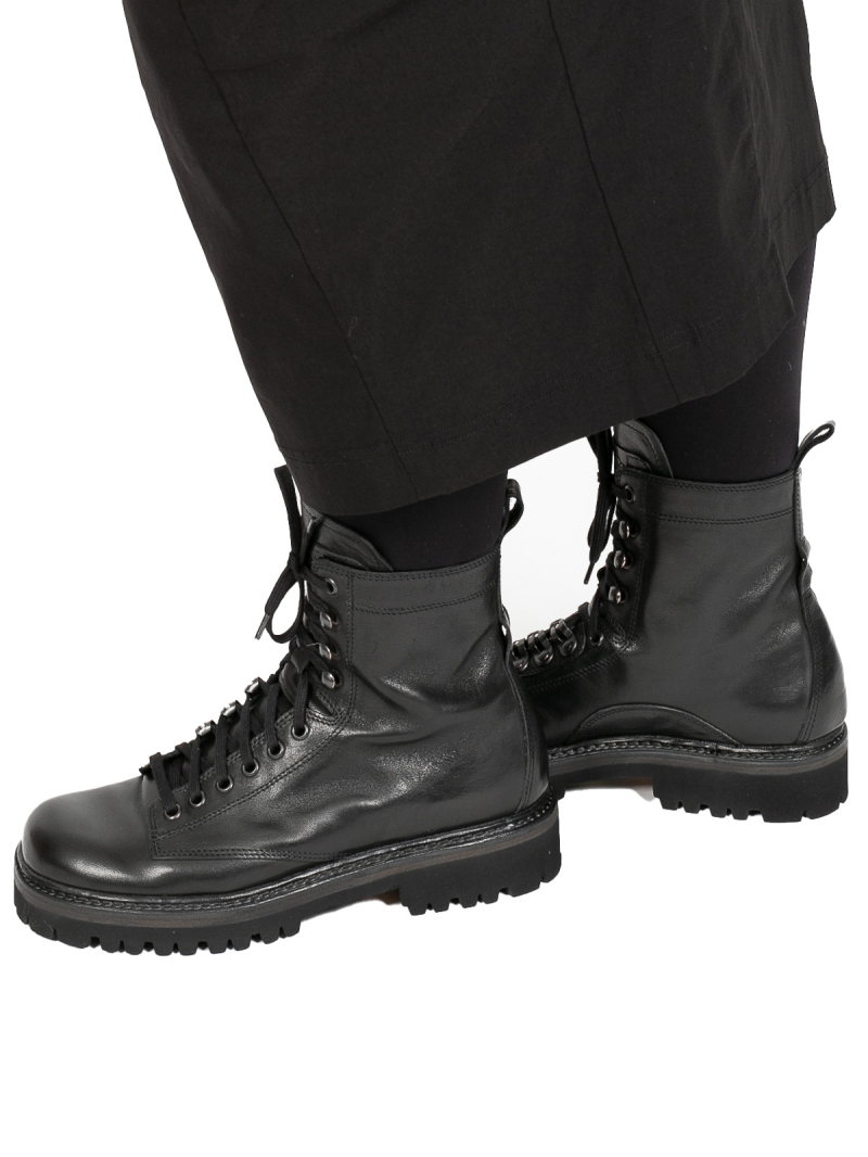 Shoto - Кожаные ботинки на шнуровке из конской кожи черного цвета Черный - 51766