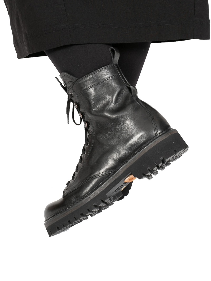 Shoto - Кожаные ботинки на шнуровке из конской кожи черного цвета Черный - 51766