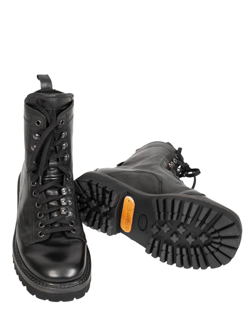 Shoto - Кожаные ботинки на шнуровке из конской кожи черного цвета Черный - 51766