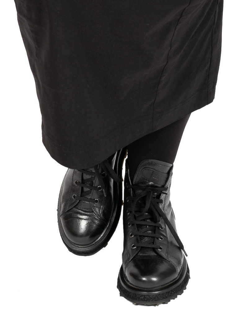 Shoto - Кожаные сапоги по щиколотку с высоким бортом из кожи кенгуру черного цвета - 51670