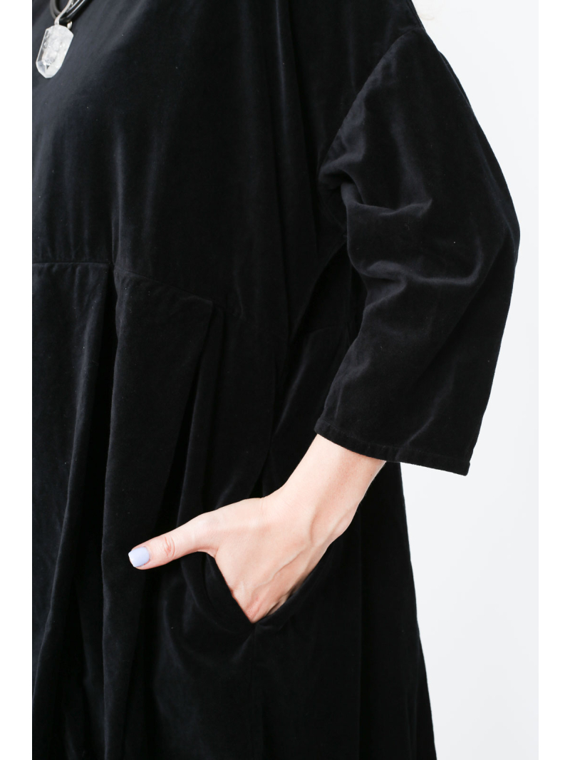 Privatsachen - Tunika - löflernen - baumwollsamt - 252073-kaviar