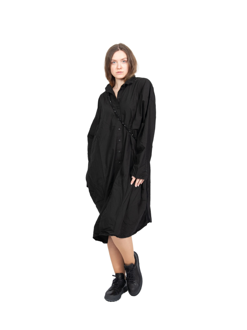 Rundholz DIP - Платье-рубашка с боковыми трикотажными вставками Oversize Черный - 2242530904