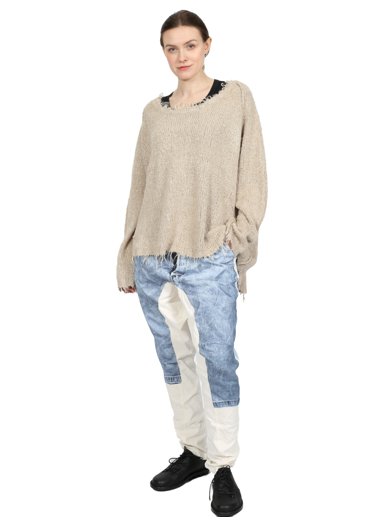 Bois rond - pull-over en tricot longueur hanches avec encolure ronde - 1251650702