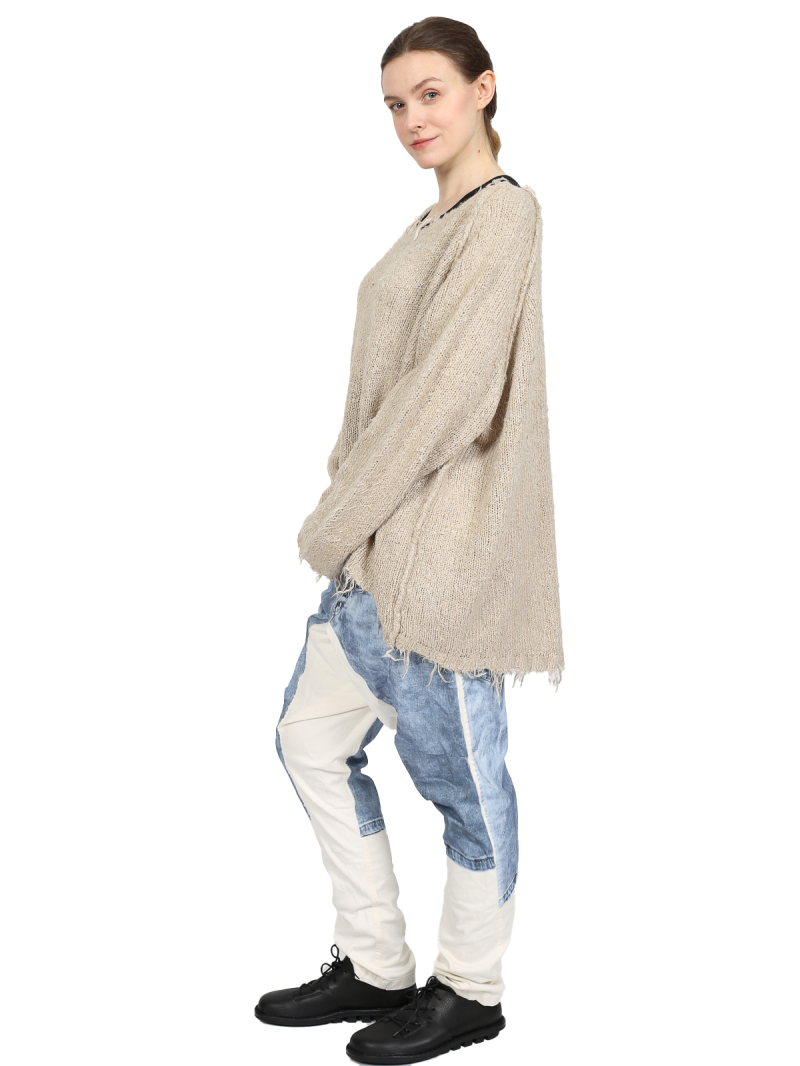 Bois rond - pull-over en tricot longueur hanches avec encolure ronde - 1251650702