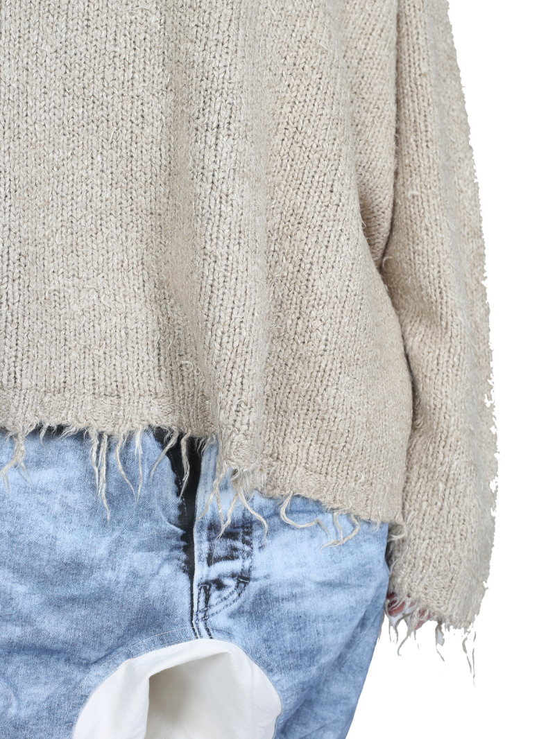 Bois rond - pull-over en tricot longueur hanches avec encolure ronde - 1251650702