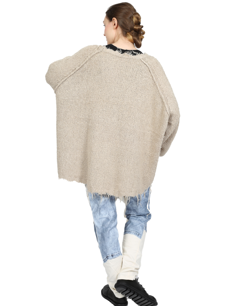 Bois rond - pull-over en tricot longueur hanches avec encolure ronde - 1251650702