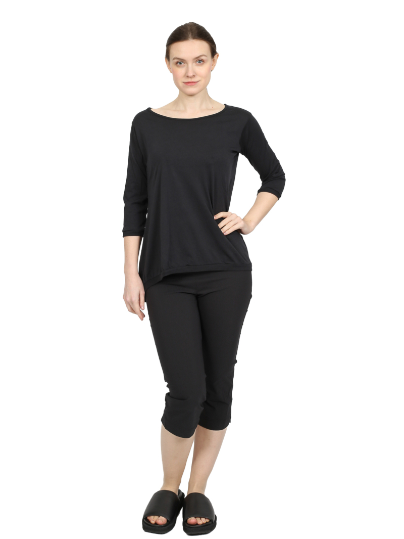 Rundholz Black Label - T-Shirt with round neck and 3/4 sleeves - black - 1253260508