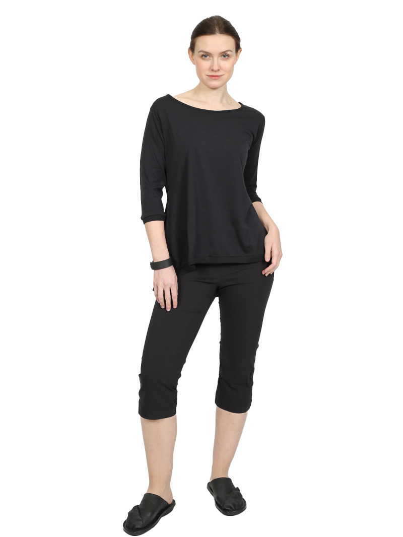 Rundholz Black Label - T-Shirt with round neck and 3/4 sleeves - black - 1253260508