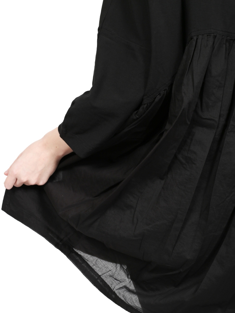 Rundholz Black Label - T-Shirt with 3/4 sleeves and ruffles at the back - black - 1253470503