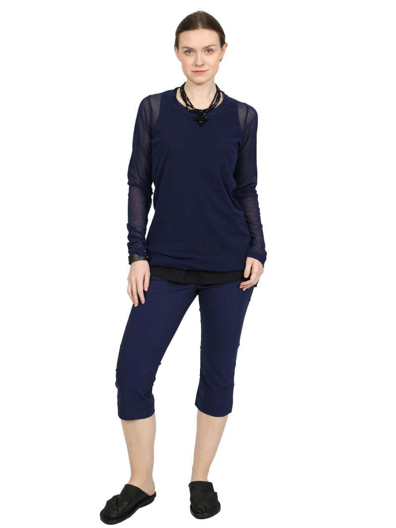 Rundholz Black Label - pantalon étroit en stretch couvrant le genou avec taille élastique - bleu marine - 1253630109