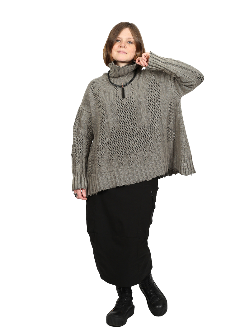 Serien°umerica - Rollkragen-Pullover aus Merinowolle mit Strukturstrick Salvia - ser5060