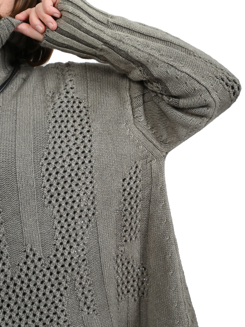 Serien°umerica - Rollkragen-Pullover aus Merinowolle mit Strukturstrick Salvia - ser5060