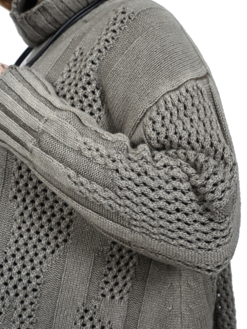 Serien°umerica - Rollkragen-Pullover aus Merinowolle mit Strukturstrick Salvia - ser5060