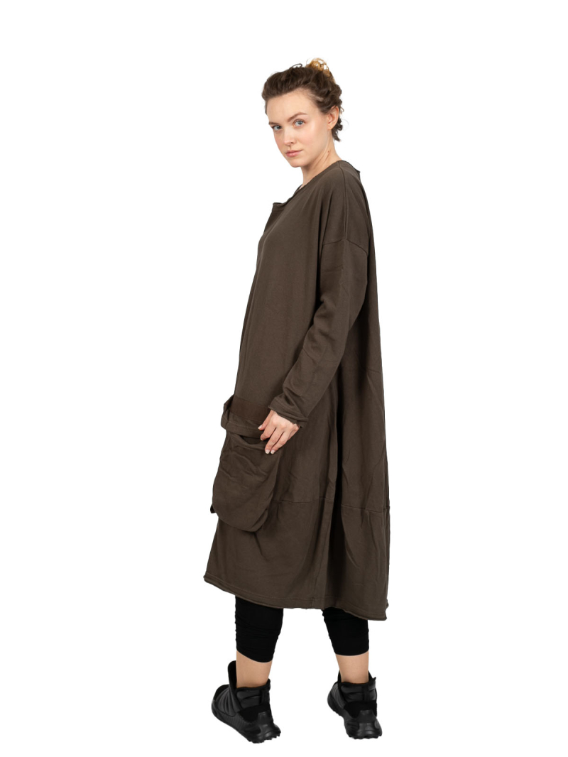 Rundholz Black Label - Платье-баллон с карманами-портфелями Свитер Хлопок Oversize Джунгли - 2243250903