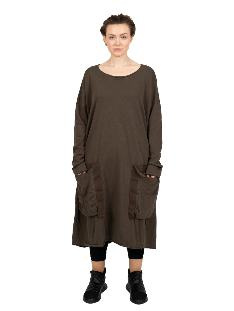 Rundholz Black Label - Платье-баллон с карманами-портфелями Свитер Хлопок Oversize Джунгли - 2243250903