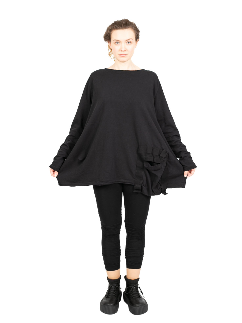 Rundholz Black Label - Свитер с карманом-портфелем Хлопковый оверсайз черный - 2243250501