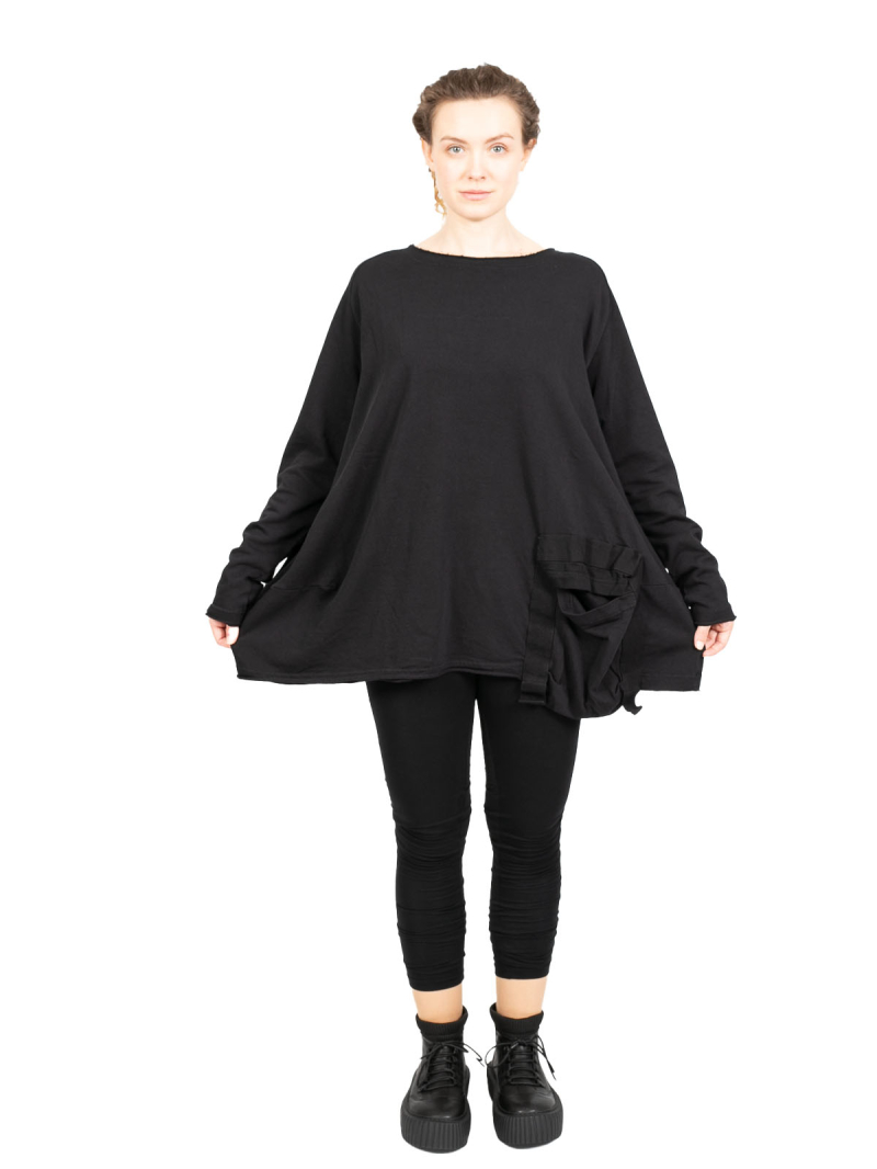 Rundholz Black Label - Свитер с карманом-портфелем Хлопковый оверсайз черный - 2243250501