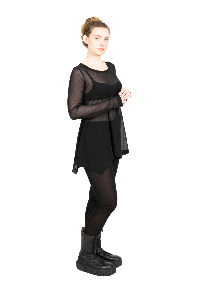 Rundholz Black Label - Tülltunika mit asymmetrischem Saum Cotton Black - 2243340516