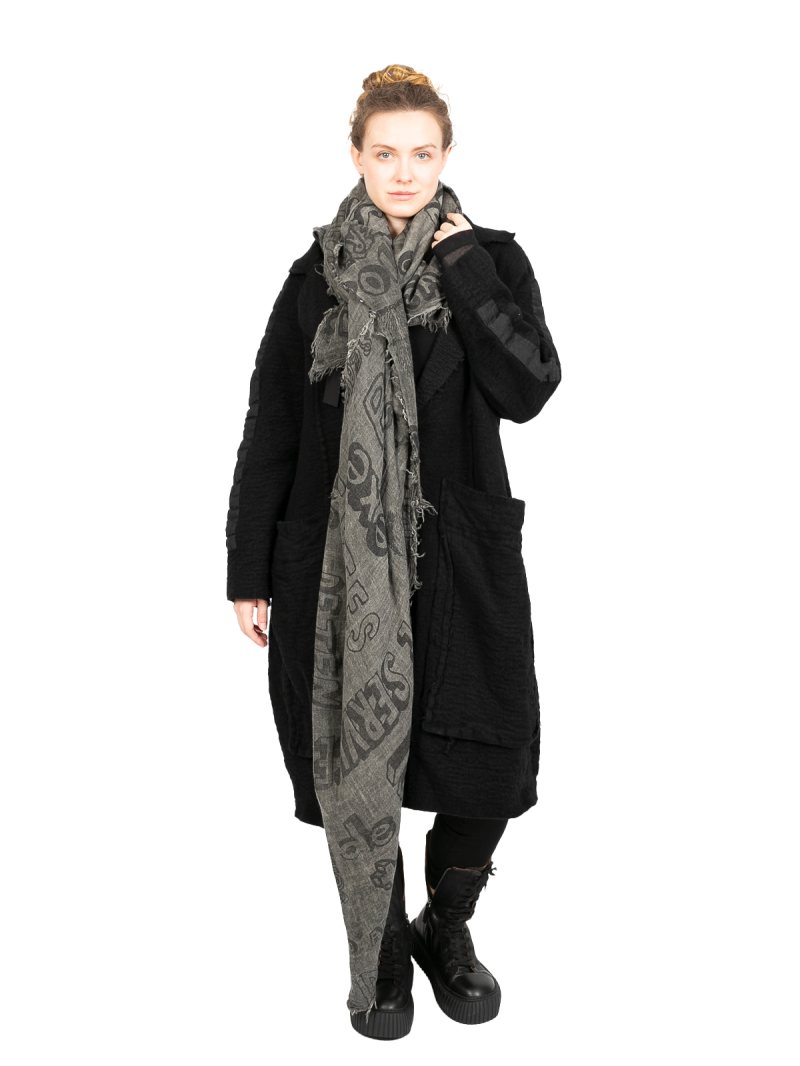 Rundholz Black Label - Riesentuch mit Fransen und Print Black Print - 2243361403