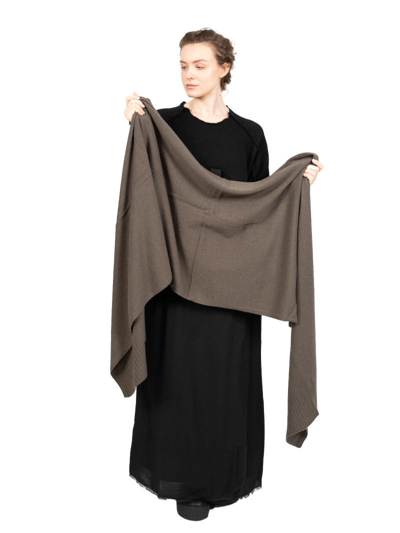 Rundholz Black Label - Large scarf wool mix with wide ribbed ends jungle - 2243457711