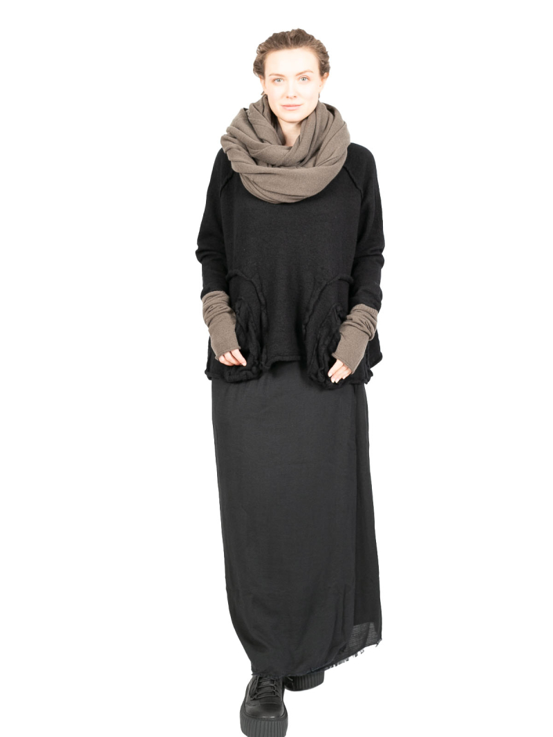 Rundholz Black Label - Large scarf wool mix with wide ribbed ends jungle - 2243457711