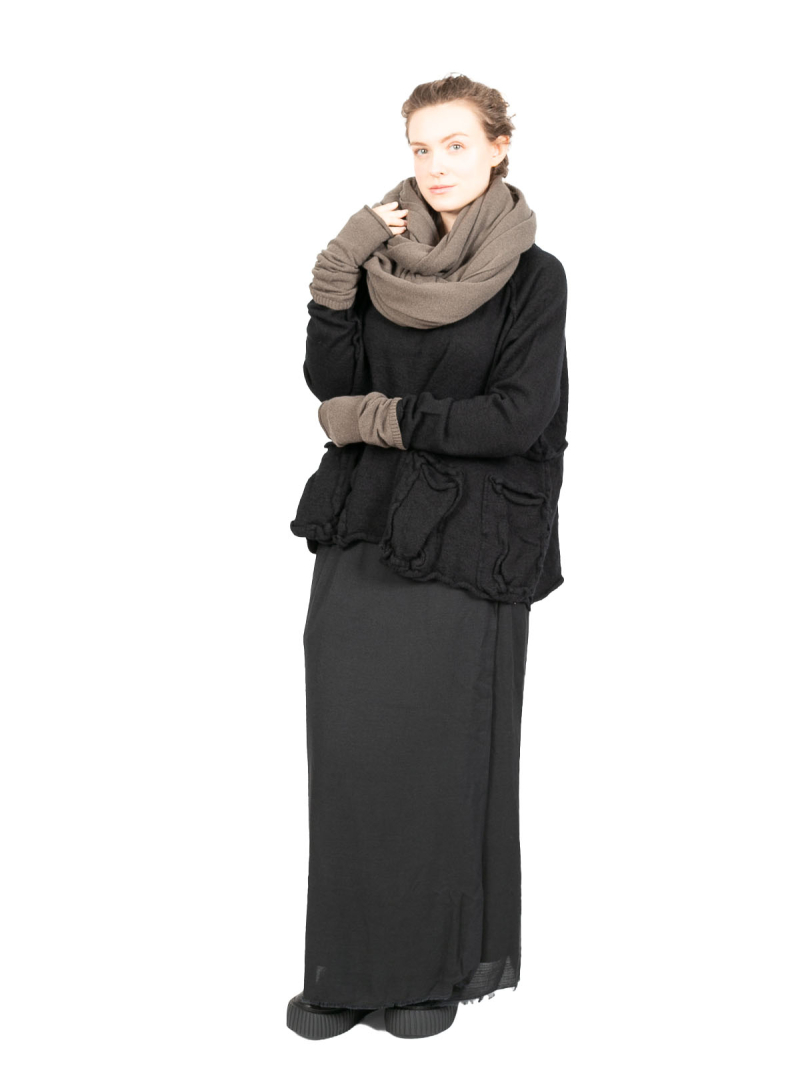 Rundholz Black Label - Large scarf wool mix with wide ribbed ends jungle - 2243457711