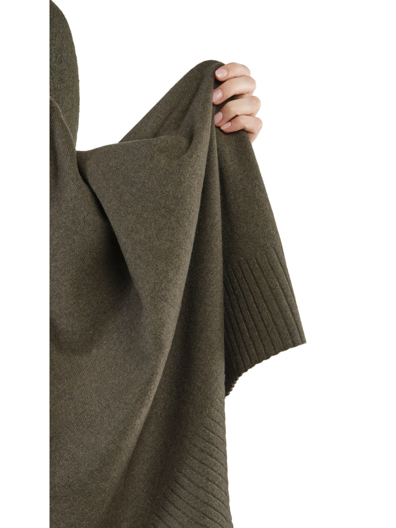 Rundholz Black Label - Large scarf wool mix with wide ribbed ends jungle - 2243457711