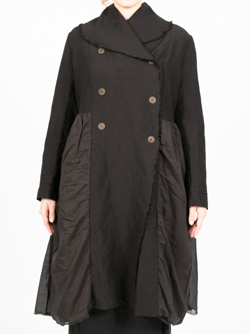 Aequamente - Linen and wool coat Black