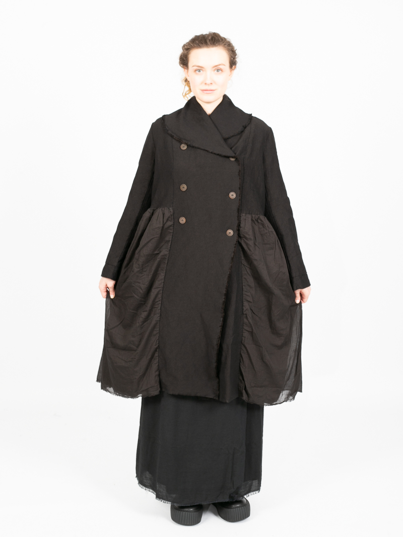 Aequamente - Linen and wool coat Black