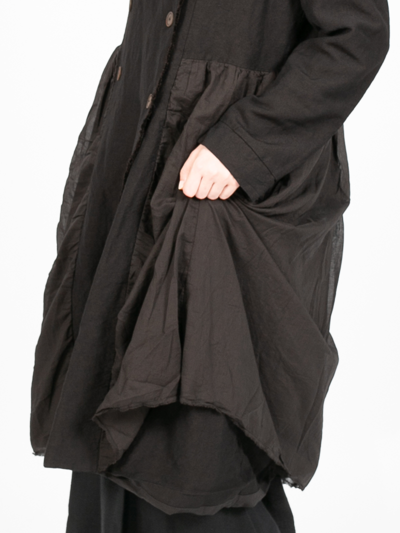 Aequamente - Linen and wool coat Black