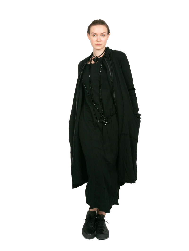 Rundholz Black Label - Waisted sweat coat with stand-up collar black - 2243291228