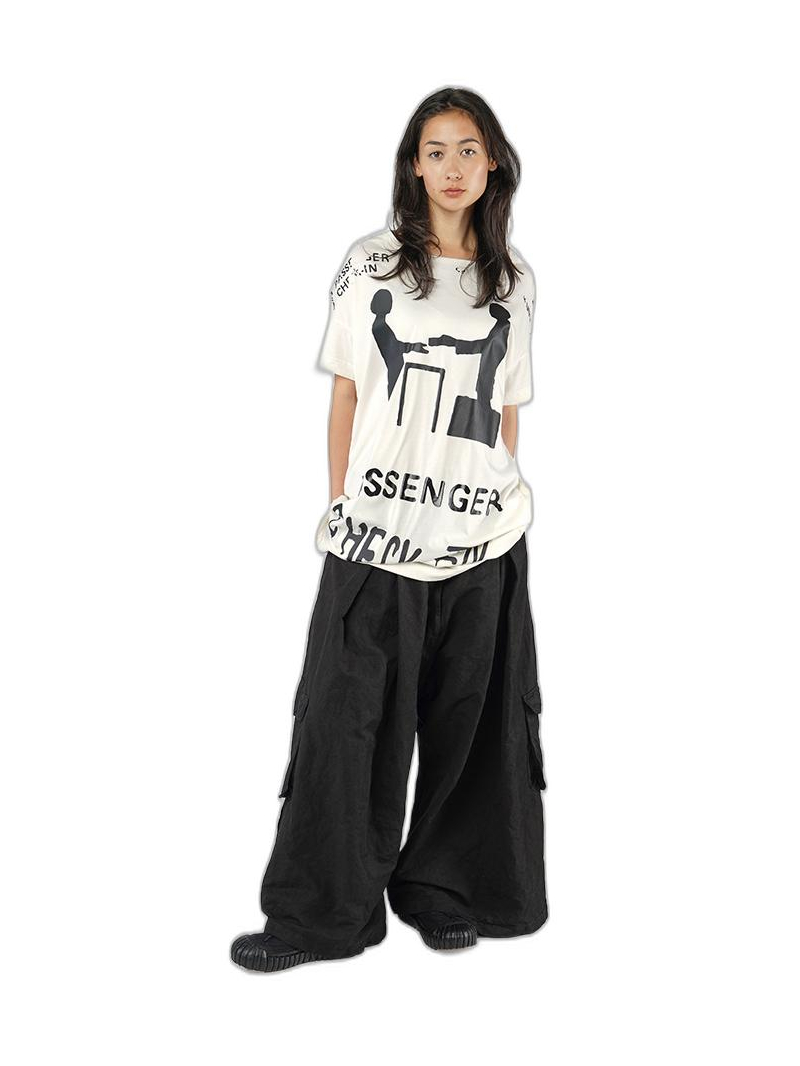 Rundholz DIP - Kurzes baumwoll jersey kleid mit platziertem druck - 1252300907