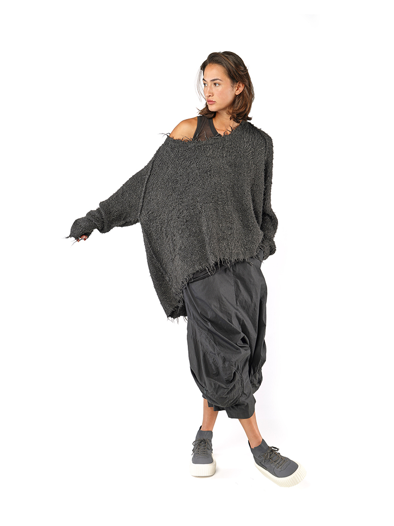 Bois rond - pull-over en tricot longueur hanches avec encolure ronde - 1251650702