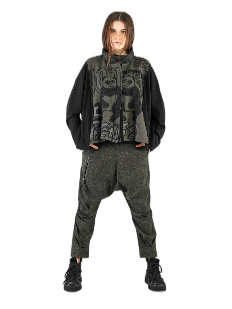 Rundholz Black Label - Tulip-shaped techno stretch pants with allover print - 2243440110