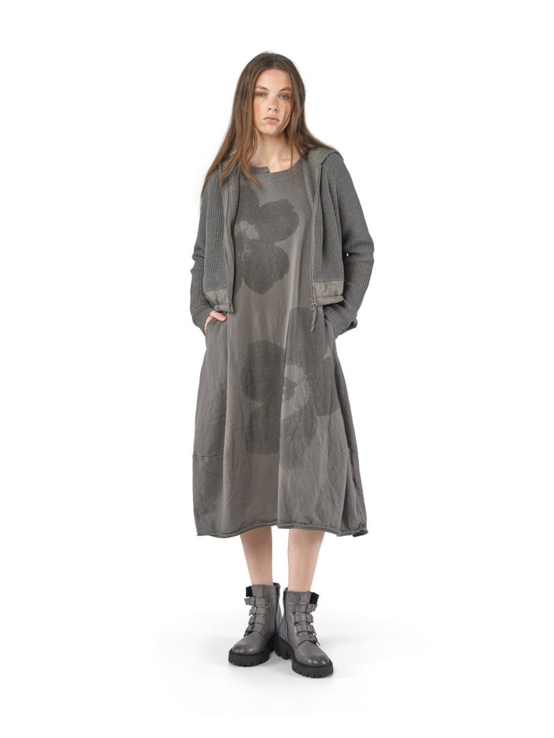 Rundholz Black Label - Schmales French Terry Kleid mit 3d Druck - 2253290917