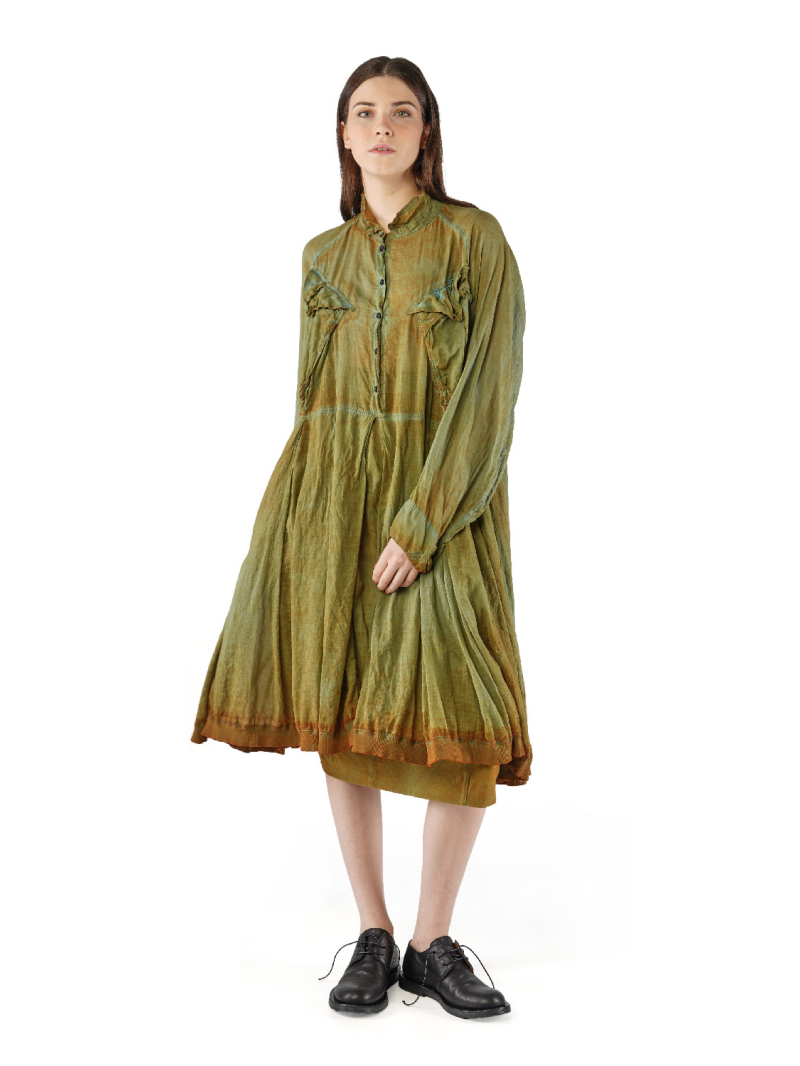 Bois rond DIP - Robe évasée en voile bicolore avec boutons - 2252580904