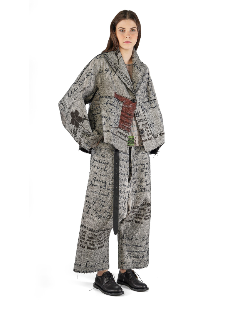 Rundholz DIP - Oversize Needle Punch Jacke mit Allover Druck - 2252281104