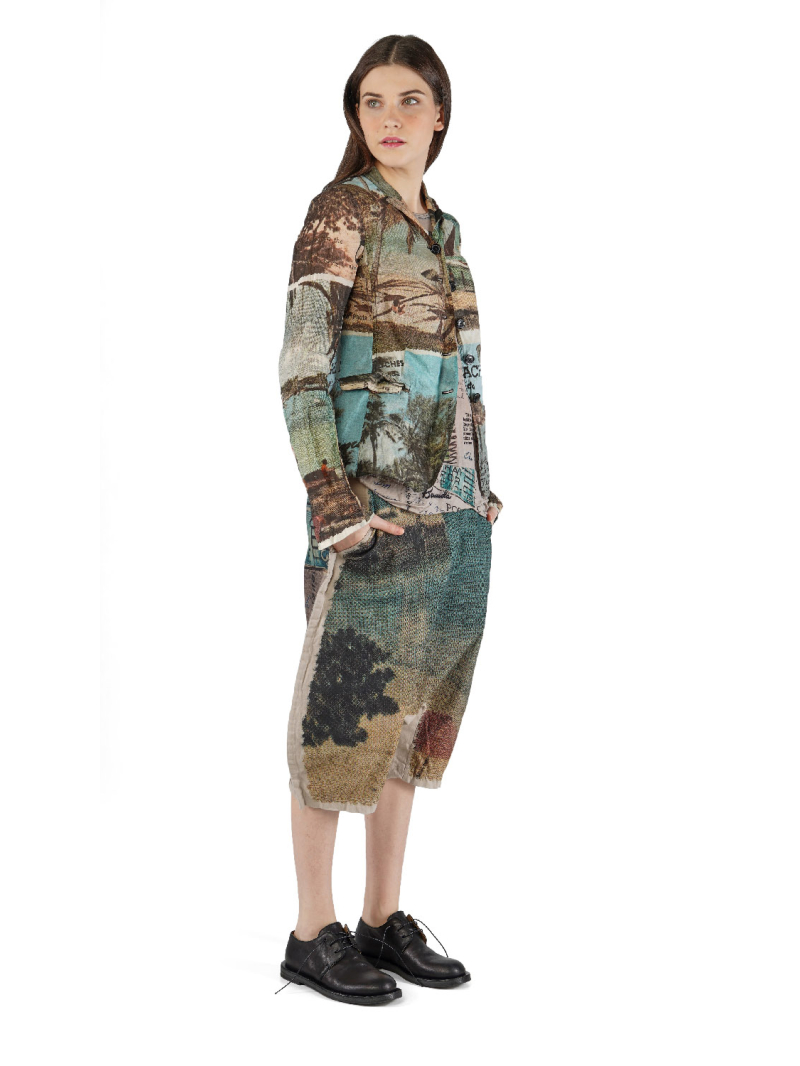 Rundholz DIP - Schmales Lyocell Seiden Jersey Top mit Allover Druck - 2252420804